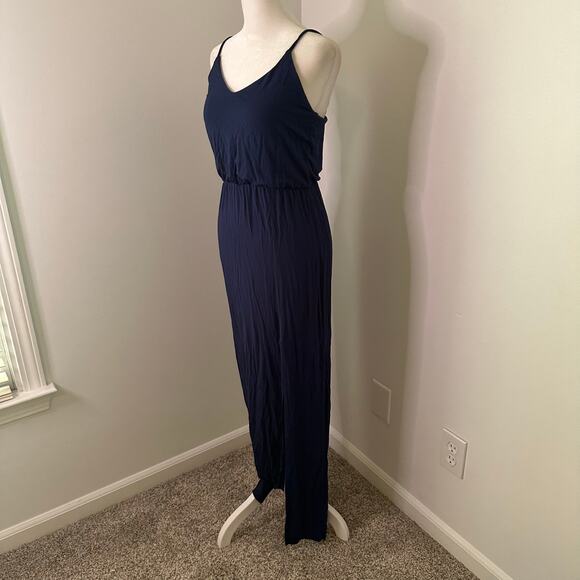 Lulu's Watch the Sunset navy blue sleeveless v-neck midi side slit dress size S - Picture 3 of 7